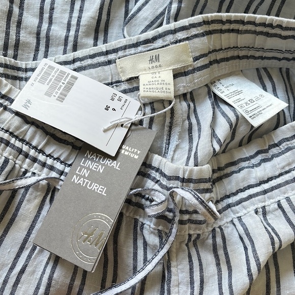 NWT H&M Linen Striped Joggers - Picture 2 of 4
